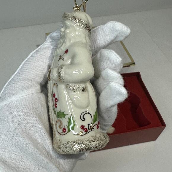 LENOX Christmas Holiday Ornament Set Mr. & Mrs. Santa Claus Holly Berries - Picture 10 of 12